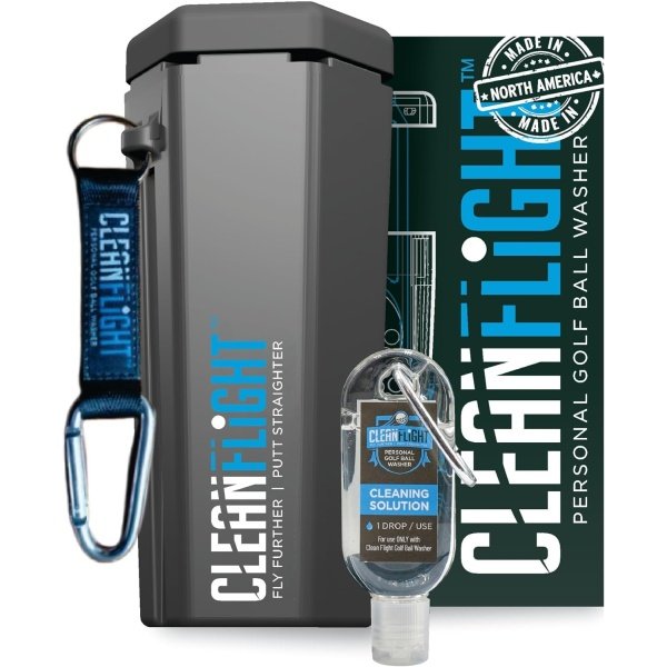 Premium Golf Ball Washer - Portable Cleaner for Golf Bag or Cart - Best Golf Accessories Gifts for Men & Women. (1Pack)
