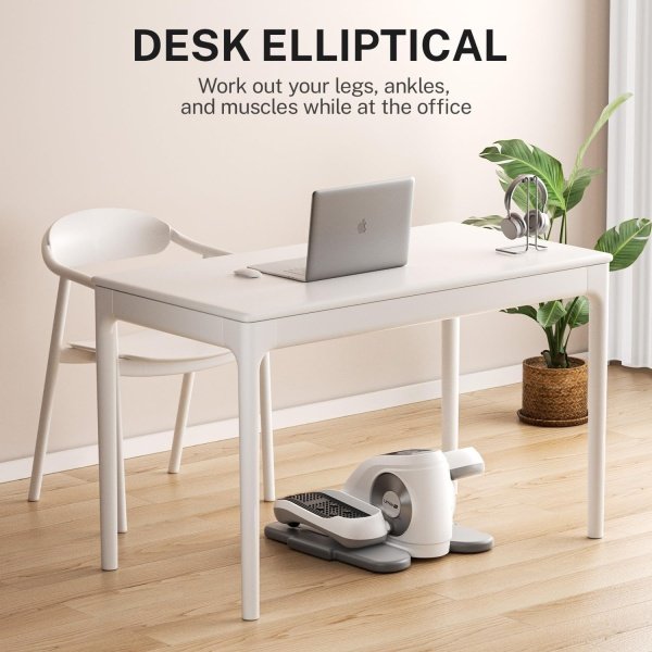 UMAY Fitness Under Desk Elliptical Trainer Machine, 12 Level Speeds Mini Ellipse Leg Exerciser for Home Seniors, Forward & Backward Direction, Manual and Electric Mode, Seated Elliptical with Remoter - Imagen 7