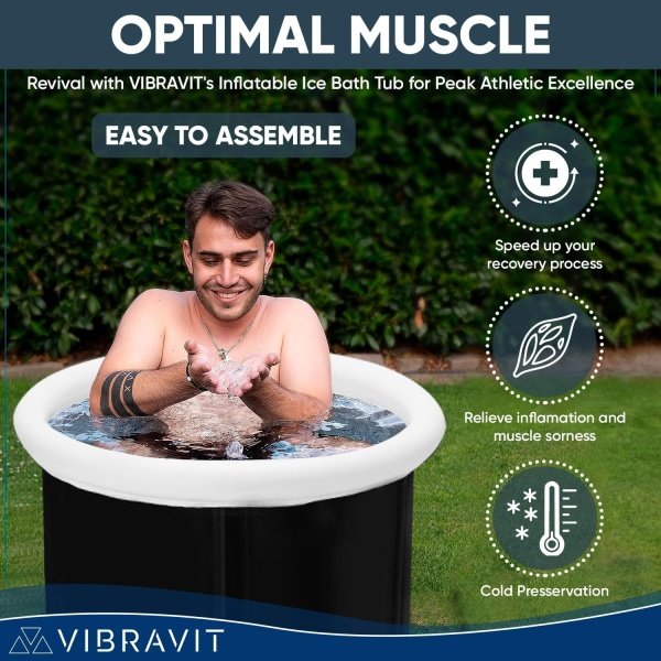 Inflatable Ice Bath Tub & Cold Plunge - Portable Bathtub with 5-Layer Insulation, Easy to Assemble, Perfect for Athletes - 230L Capacity, 29x30 inch - Imagen 3