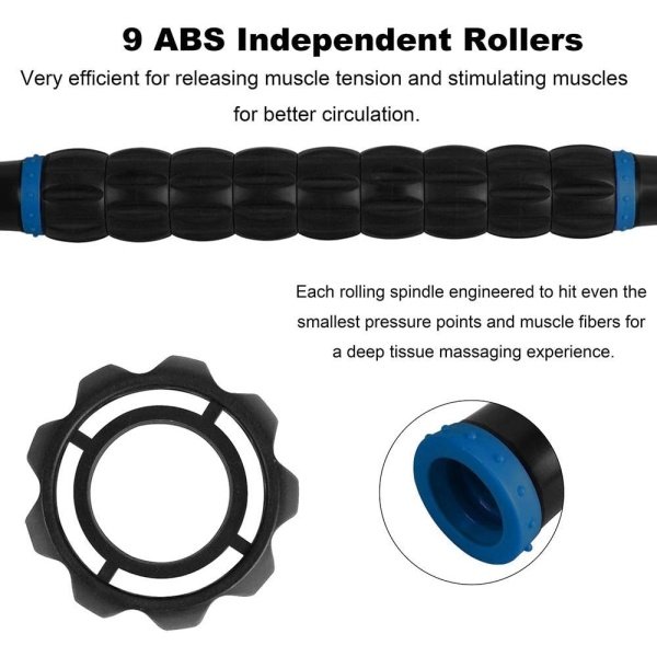 Yansyi Muscle Roller Stick for Athletes - Body Massage Stick - Release Myofascial Trigger Points Reduce Muscle Soreness Tightness Leg Cramps & Back Pain for Physical Therapy & Recovery (Blue 1) - Imagen 3