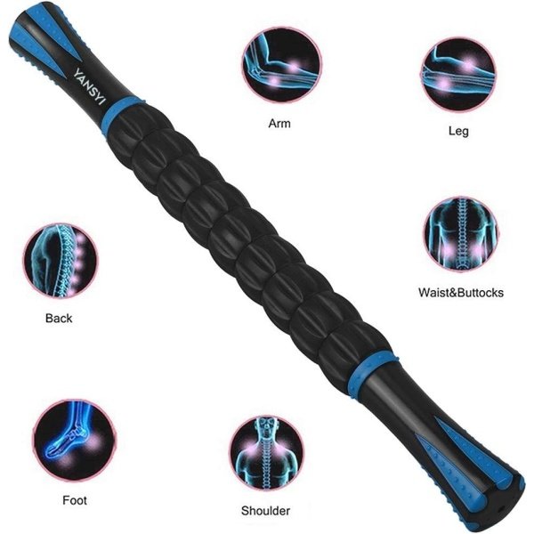 Yansyi Muscle Roller Stick for Athletes - Body Massage Stick - Release Myofascial Trigger Points Reduce Muscle Soreness Tightness Leg Cramps & Back Pain for Physical Therapy & Recovery (Blue 1) - Imagen 6