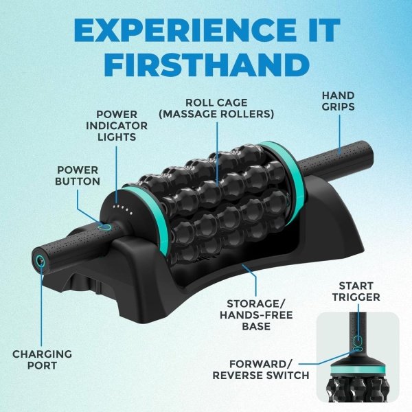 Chirp RPM Rolling Percussive Massager, Percussive Therapy, Whole Body Relief, Deep Tissue and Muscle Recovery, Percussion Massage, Rechargeable, Hands-Free Base, Powerful, 5-Speed Reversible Spin - Imagen 3