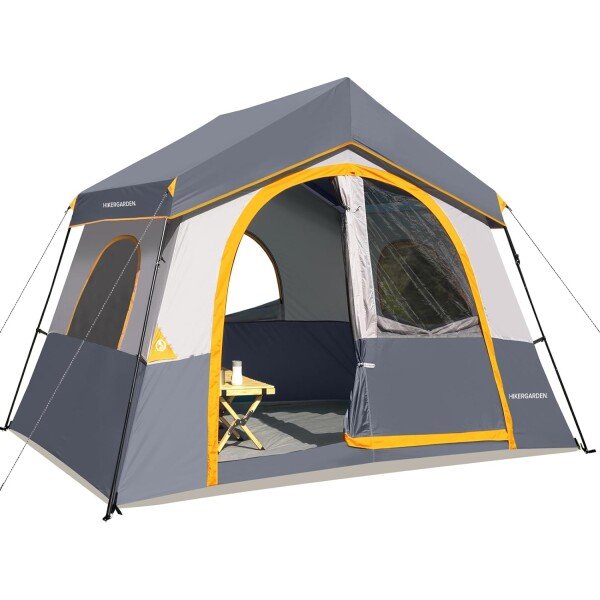 HIKERGARDEN 8 Person Camping Tent - Portable Family Cabin Tent for Camp, Windproof Fabric Camp Tent Outdoor for Hiking, Backpacking, Traveling-12'x9'x80in(H)