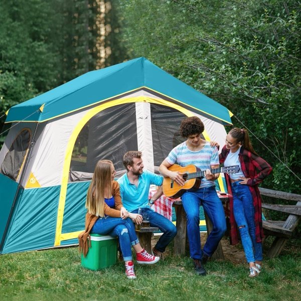 HIKERGARDEN 8 Person Camping Tent - Portable Family Cabin Tent for Camp, Windproof Fabric Camp Tent Outdoor for Hiking, Backpacking, Traveling-12'x9'x80in(H) - Imagen 12