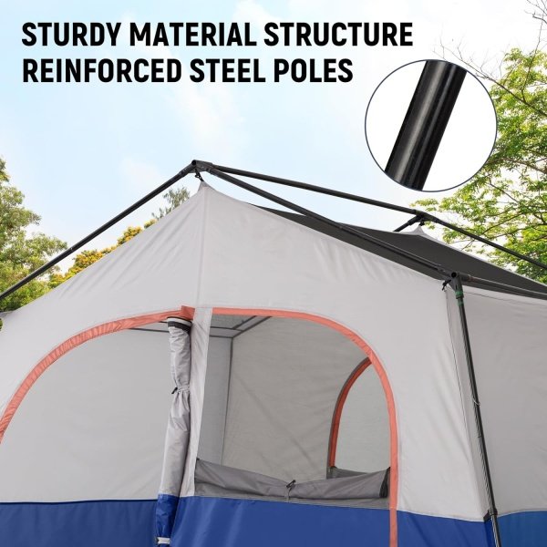 HIKERGARDEN 8 Person Camping Tent - Portable Family Cabin Tent for Camp, Windproof Fabric Camp Tent Outdoor for Hiking, Backpacking, Traveling-12'x9'x80in(H) - Imagen 16