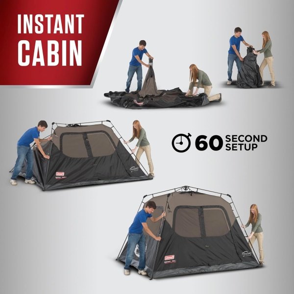 Coleman Camping Tent with Instant Setup, 4/6/8/10 Person Weatherproof Tent with WeatherTec Technology, Double-Thick Fabric, and Included Carry Bag, Sets Up in 60 Seconds - Image 20