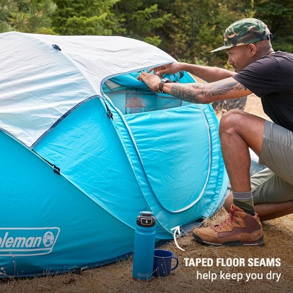 Coleman Pop-Up Camping Tent with Instant Setup, 2/4 Person Tent Sets Up in 10 Seconds with Pre-Assembled Poles, Adjustable Rainfly, & Taped Floor Seams - Image 5