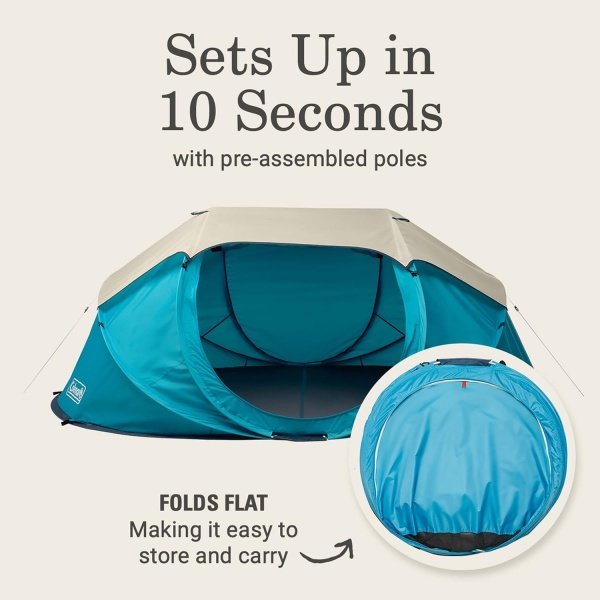 Coleman Pop-Up Camping Tent with Instant Setup, 2/4 Person Tent Sets Up in 10 Seconds with Pre-Assembled Poles, Adjustable Rainfly, & Taped Floor Seams - Image 19