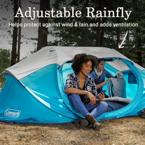 Coleman Pop-Up Camping Tent with Instant Setup, 2/4 Person Tent Sets Up in 10 Seconds with Pre-Assembled Poles, Adjustable Rainfly, & Taped Floor Seams - Image 20