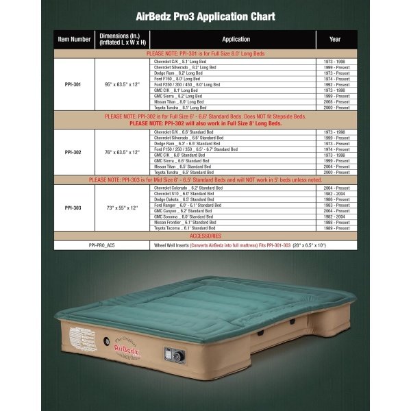 Pittman - Truck Bed Mattress 6.5 Foot Bed  6ft - Pro3 Series - The Original Airbedz Truck Bed Air Mattress 6.5 Bed - Full Size Truck Mattress with 25% More Bed Coverage for Pickup Truck Bed Camping - Imagen 6