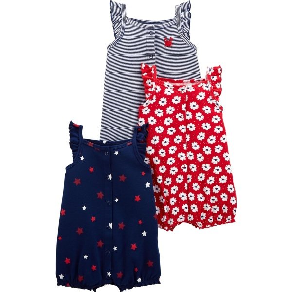 Simple Joys by Carter's - Paquete de 3 mamelucos con botones a presión para niña - Image 8