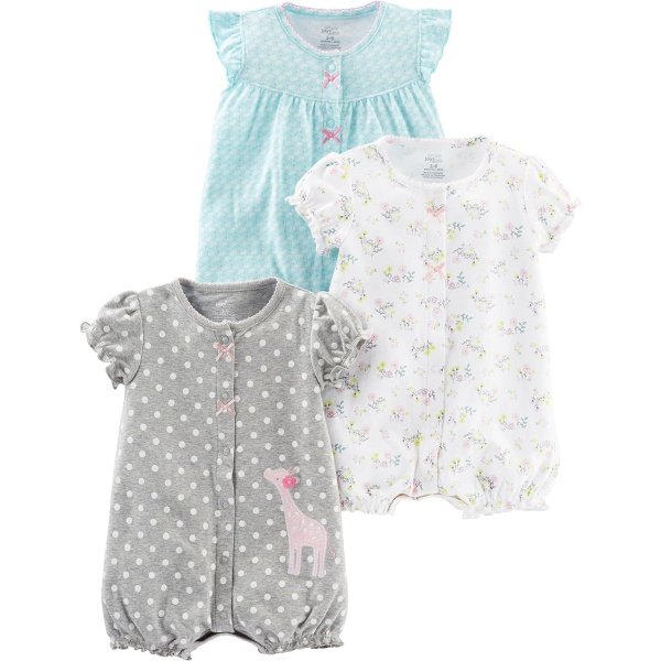 Simple Joys by Carter's - Paquete de 3 mamelucos con botones a presión para niña - Image 20