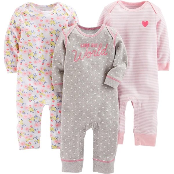 Simple Joys by Carter's Paquete de 3 monos para bebé niña