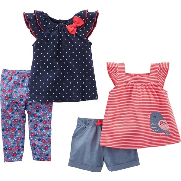 Simple Joys by Carter's Conjunto de ropa de juego de 4 piezas para bebés niñas - Image 3