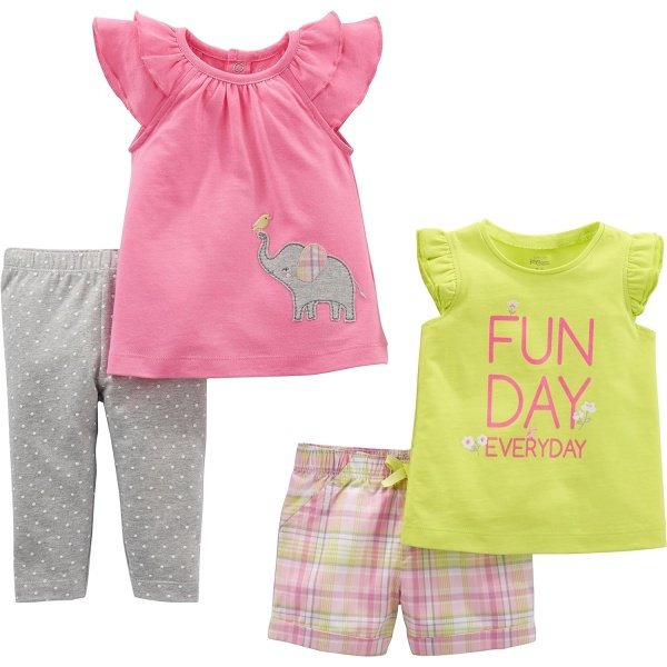 Simple Joys by Carter's Conjunto de ropa de juego de 4 piezas para bebés niñas - Image 7