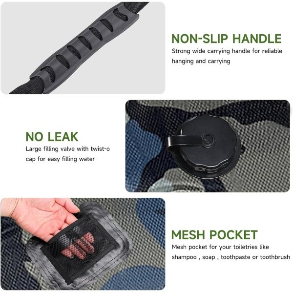 Solar Portable Shower Bag, 5 Gal/20L Solar Heating Camping Shower Bag with Removable Hose&On-Off Switchable Shower Head, Compact Camping Shower for Camping, Hiking, Traveling, Beach Swimming - Image 11