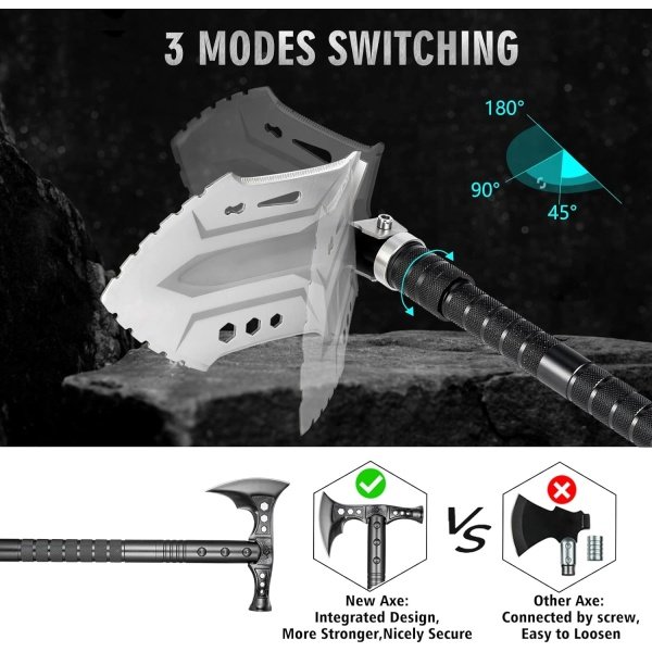 Camping Shovel Axe Outdoor Survival Shovel Set with High Carbon Steel Camping Gear for Men Outdoor Caming Hiking Backpacking Emergency - Image 2