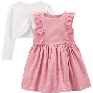 Simple Joys by Carter's Conjunto de vestido y cárdigan de 2 piezas para ocasiones especiales para niñas pequeñas y bebés