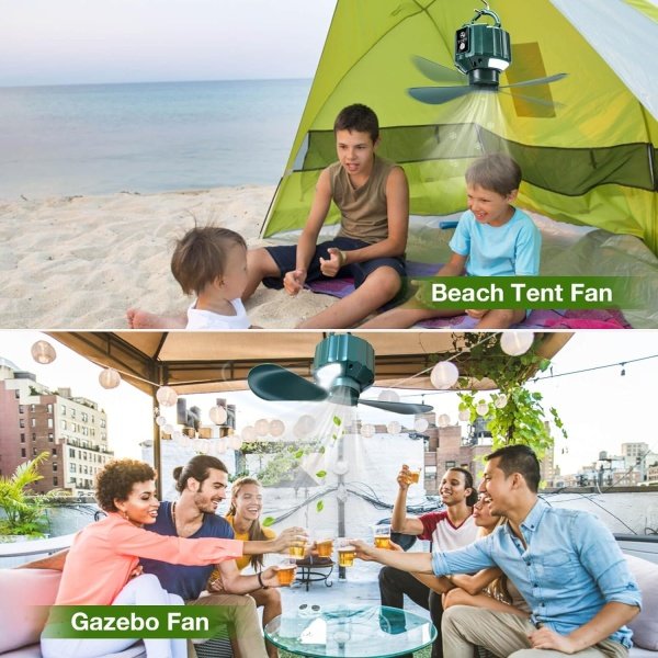 DUKUSEEK Tent Ceiling Fans for Camping, Portable Tent Fans with Light and Remote Control, Power Bank, USB Battery Operated Camping Fan with Hanging Hook for Outdoor Canopy Tent, RV - Image 7