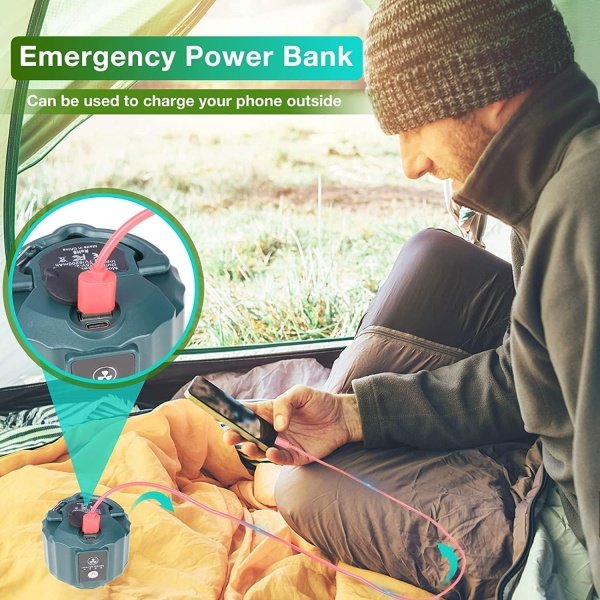 DUKUSEEK Tent Ceiling Fans for Camping, Portable Tent Fans with Light and Remote Control, Power Bank, USB Battery Operated Camping Fan with Hanging Hook for Outdoor Canopy Tent, RV - Image 9