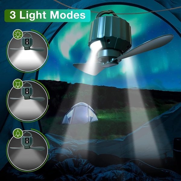 DUKUSEEK Tent Ceiling Fans for Camping, Portable Tent Fans with Light and Remote Control, Power Bank, USB Battery Operated Camping Fan with Hanging Hook for Outdoor Canopy Tent, RV - Image 10