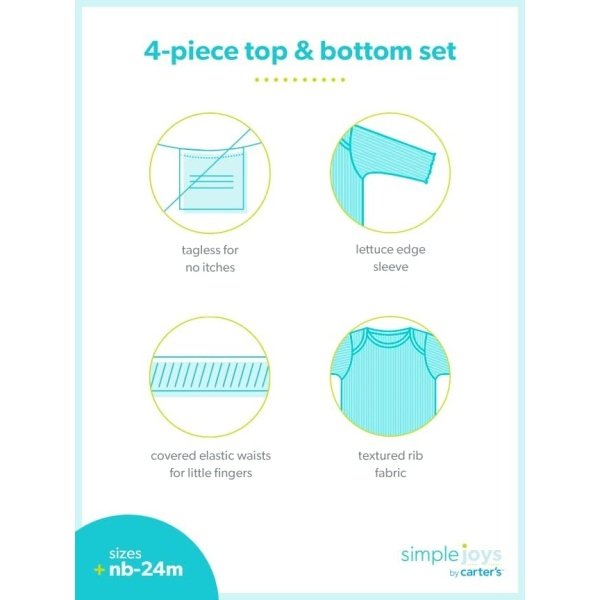 Simple Joys by Carter's Conjunto texturizado unisex para bebé de 4 piezas - Image 13