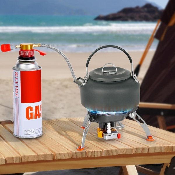 WADEO 7200W Windproof Camping Stove, Camping Gas Stove with Piezo Ignition, Two Fuel Canister Adapter, Carry Case, Portable Stove, Backpacking Stove for Outdoor Backpacking Hiking and Picnic - Imagen 6