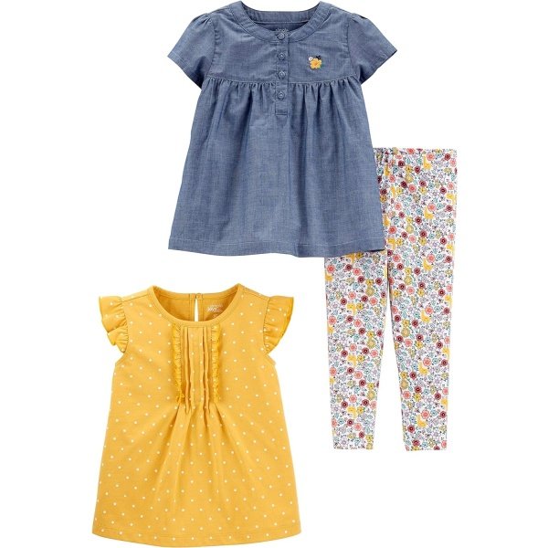 Simple Joys by Carter's Conjunto de ropa de juego de 3 piezas para bebés niñas - Image 10