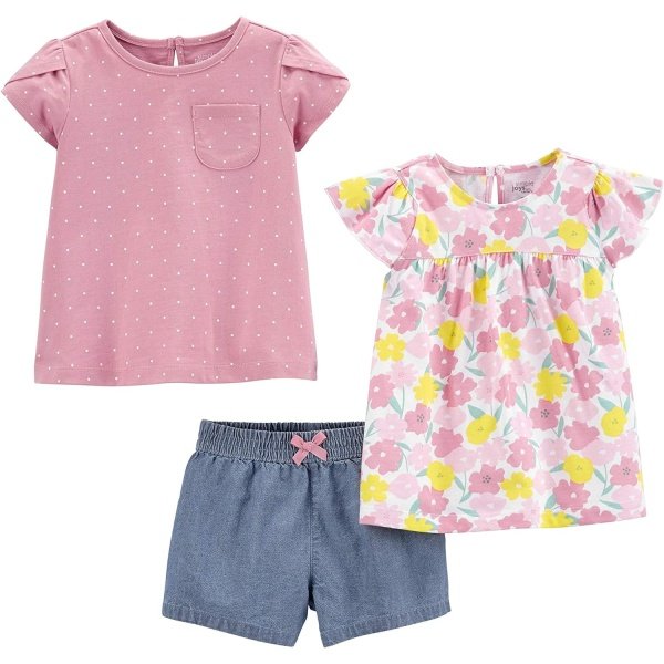 Simple Joys by Carter's Conjunto de ropa de juego de 3 piezas para bebés niñas - Image 11