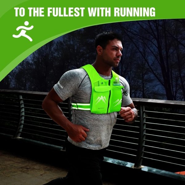 Running Vest, USA Original Patent, Zip Reflective Running Vests with 500ml Hydration Bottle, Adjustable Waistband & Breathable Material, Chest Pack Gear Phone Holder for Running, Men & Women - Image 7