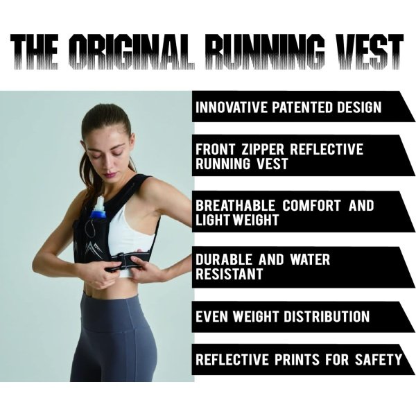 Running Vest, USA Original Patent, Zip Reflective Running Vests with 500ml Hydration Bottle, Adjustable Waistband & Breathable Material, Chest Pack Gear Phone Holder for Running, Men & Women - Image 10