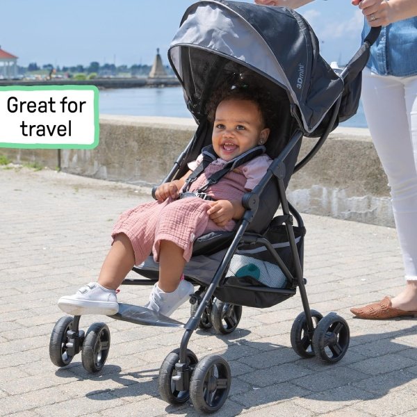 Cochecito Summer Infant 3Dmini Convenience - Cochecito ligero de plegado compacto, reclinación multiposición, toldo con visera emergente y más, cochecito estilo paragüitas para viajes, etc., gris - Image 3