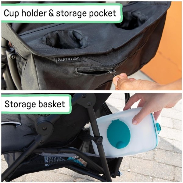 Cochecito Summer Infant 3Dmini Convenience - Cochecito ligero de plegado compacto, reclinación multiposición, toldo con visera emergente y más, cochecito estilo paragüitas para viajes, etc., gris - Image 5