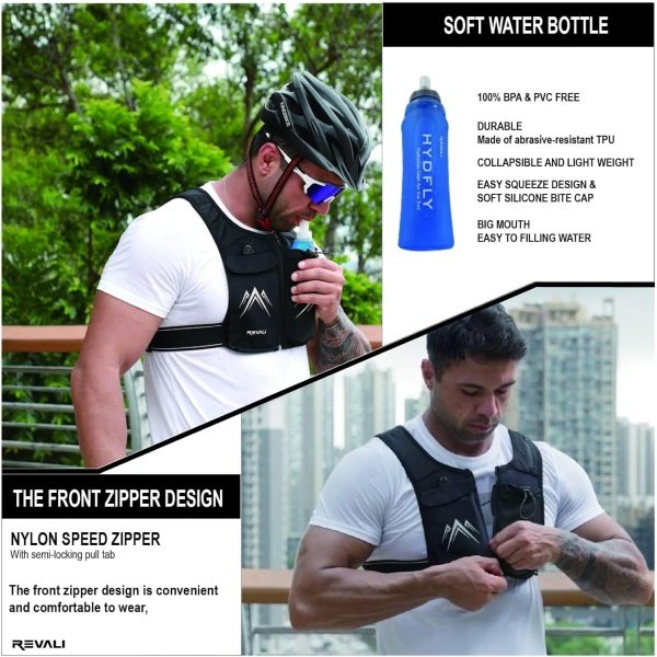 Running Vest, USA Original Patent, Zip Reflective Running Vests with 500ml Hydration Bottle, Adjustable Waistband & Breathable Material, Chest Pack Gear Phone Holder for Running, Men & Women - Image 29