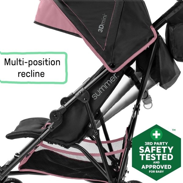 Cochecito Summer Infant 3Dmini Convenience - Cochecito ligero de plegado compacto, reclinación multiposición, toldo con visera emergente y más, cochecito estilo paragüitas para viajes, etc., gris - Image 12