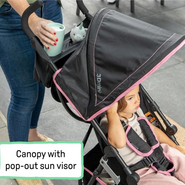 Cochecito Summer Infant 3Dmini Convenience - Cochecito ligero de plegado compacto, reclinación multiposición, toldo con visera emergente y más, cochecito estilo paragüitas para viajes, etc., gris - Image 13