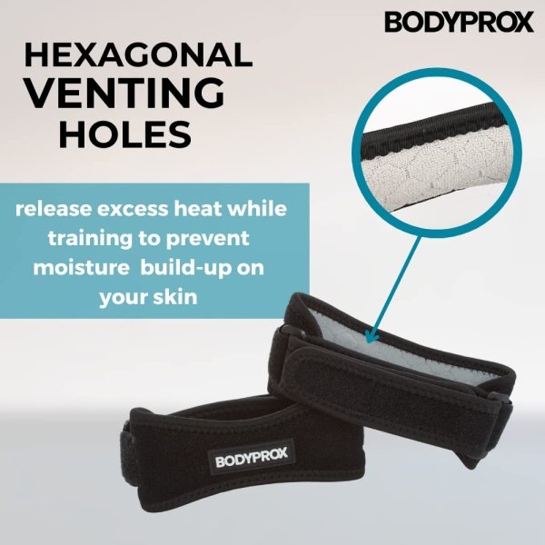 Bodyprox Patella Tendon Knee Strap 2 Pack, Knee Pain Relief Support Brace Hiking, Soccer, Basketball, Running, Jumpers Knee, Tennis, Tendonitis, Volleyball & Squats - Imagen 2