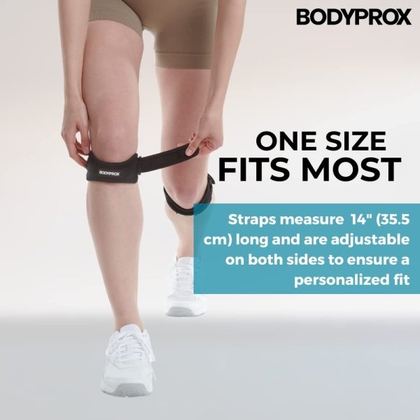 Bodyprox Patella Tendon Knee Strap 2 Pack, Knee Pain Relief Support Brace Hiking, Soccer, Basketball, Running, Jumpers Knee, Tennis, Tendonitis, Volleyball & Squats - Imagen 3