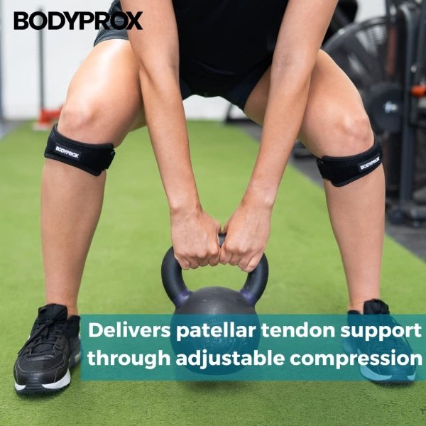 Bodyprox Patella Tendon Knee Strap 2 Pack, Knee Pain Relief Support Brace Hiking, Soccer, Basketball, Running, Jumpers Knee, Tennis, Tendonitis, Volleyball & Squats - Imagen 5