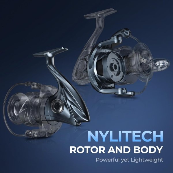 KastKing ReKon Saltwater Spinning Reel – Up to 55LBs Max Drag Big Game Fishing Reel - Innovative NyliTech Body- Water Resistant - MaxiDur 5+1+1 Corrosion-Resistance Bearing System - Imagen 5