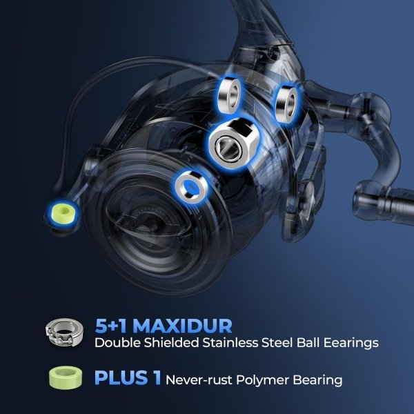 KastKing ReKon Saltwater Spinning Reel – Up to 55LBs Max Drag Big Game Fishing Reel - Innovative NyliTech Body- Water Resistant - MaxiDur 5+1+1 Corrosion-Resistance Bearing System - Imagen 6