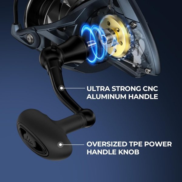 KastKing ReKon Saltwater Spinning Reel – Up to 55LBs Max Drag Big Game Fishing Reel - Innovative NyliTech Body- Water Resistant - MaxiDur 5+1+1 Corrosion-Resistance Bearing System - Imagen 11