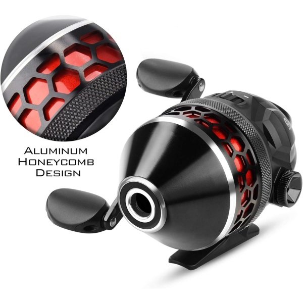 KastKing Brutus Spincast Fishing Reel,Easy to Use Push Button Casting Design,High Speed 4.0:1 Gear Ratio,5 MaxiDur Ball Bearings, Reversible Handle for Left/Right Retrieve, Includes Monofilament Line. - Imagen 2