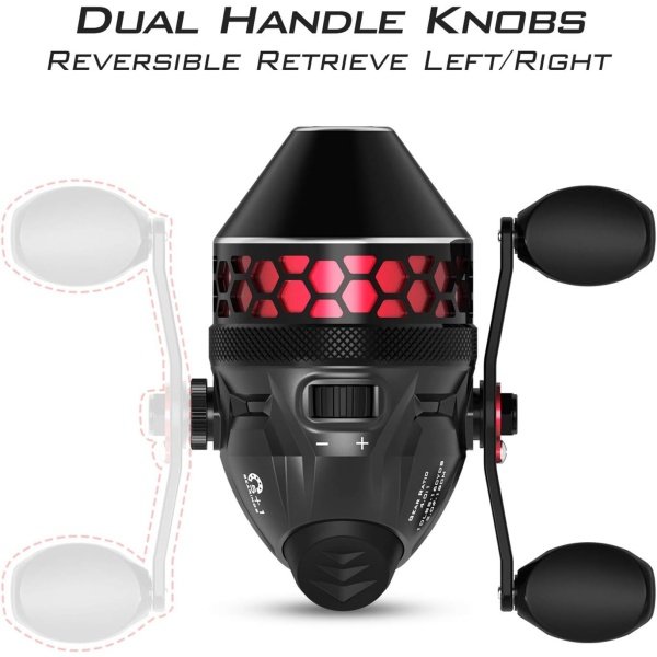 KastKing Brutus Spincast Fishing Reel,Easy to Use Push Button Casting Design,High Speed 4.0:1 Gear Ratio,5 MaxiDur Ball Bearings, Reversible Handle for Left/Right Retrieve, Includes Monofilament Line. - Imagen 3