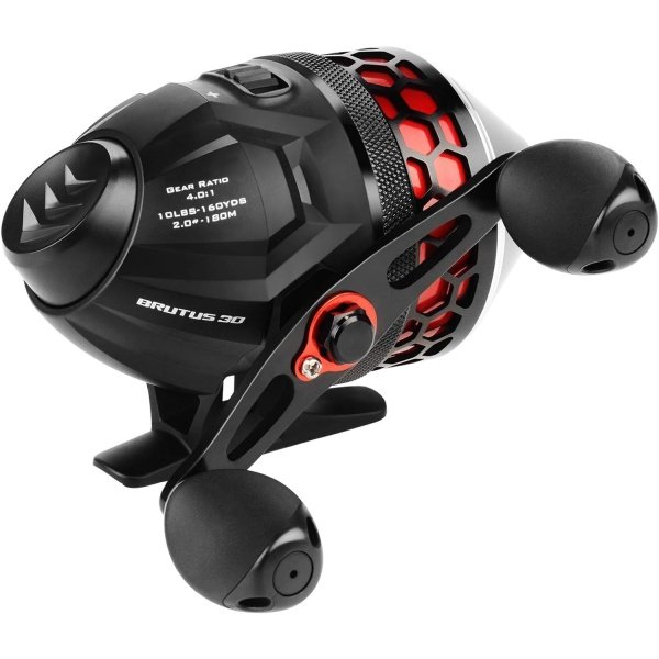 KastKing Brutus Spincast Fishing Reel,Easy to Use Push Button Casting Design,High Speed 4.0:1 Gear Ratio,5 MaxiDur Ball Bearings, Reversible Handle for Left/Right Retrieve, Includes Monofilament Line. - Imagen 7