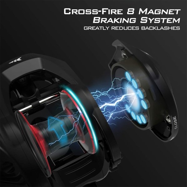 KastKing Royale Legend II Baitcasting Reels, New Compact Design Baitcaster Fishing Reel, 17.64LB Carbon Fiber Drag, Cross-Fire 8 Magnet Braking System, Available in 5.4:1 and 7.2:1 - Imagen 6