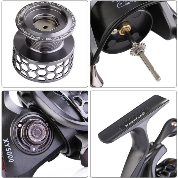 Sougayilang Fishing Reel 13+1BB Light Weight Ultra Smooth Aluminum Spinning Fishing Reel with Free Spare Graphite Spool - Image 5