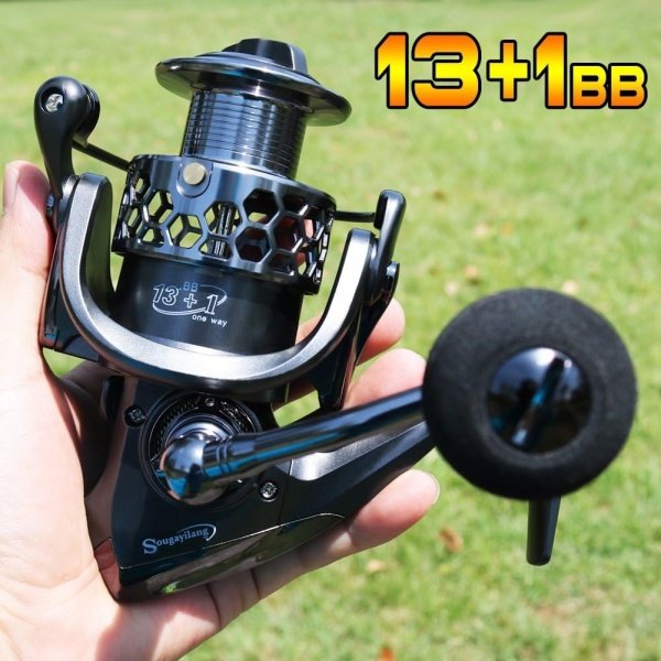 Sougayilang Fishing Reel 13+1BB Light Weight Ultra Smooth Aluminum Spinning Fishing Reel with Free Spare Graphite Spool - Image 6