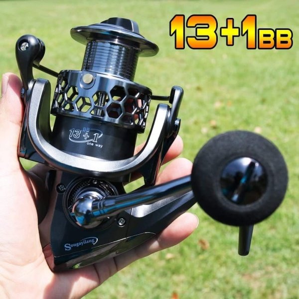 Sougayilang Fishing Reel 13+1BB Light Weight Ultra Smooth Aluminum Spinning Fishing Reel with Free Spare Graphite Spool - Image 17
