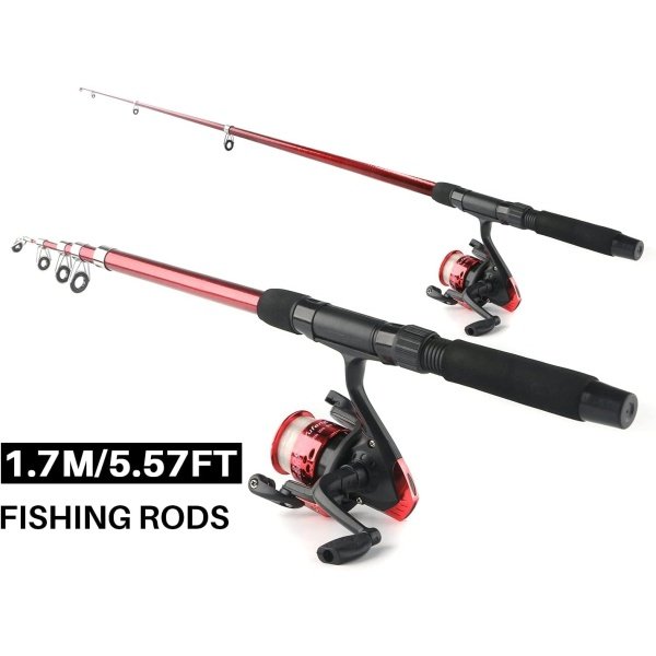 Telescopic Fishing Rod Reel Combo 2pcs 5.9FT/6.89FT Collapsible Fishing Pole Spinning Reel Lures Tackle Bag All-in-one Fishing Gear Fishing Rod Kit for Beginner Youth Adults Kids - Image 3